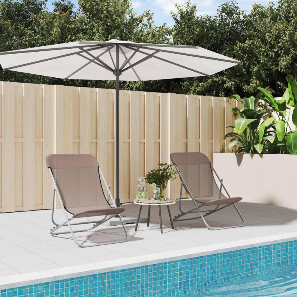 PANGIVO - Chaises de plage pliantes marron textilène et acier enduit de poudre 85 x 58 x 83 cm - PANGIVO - Image 1