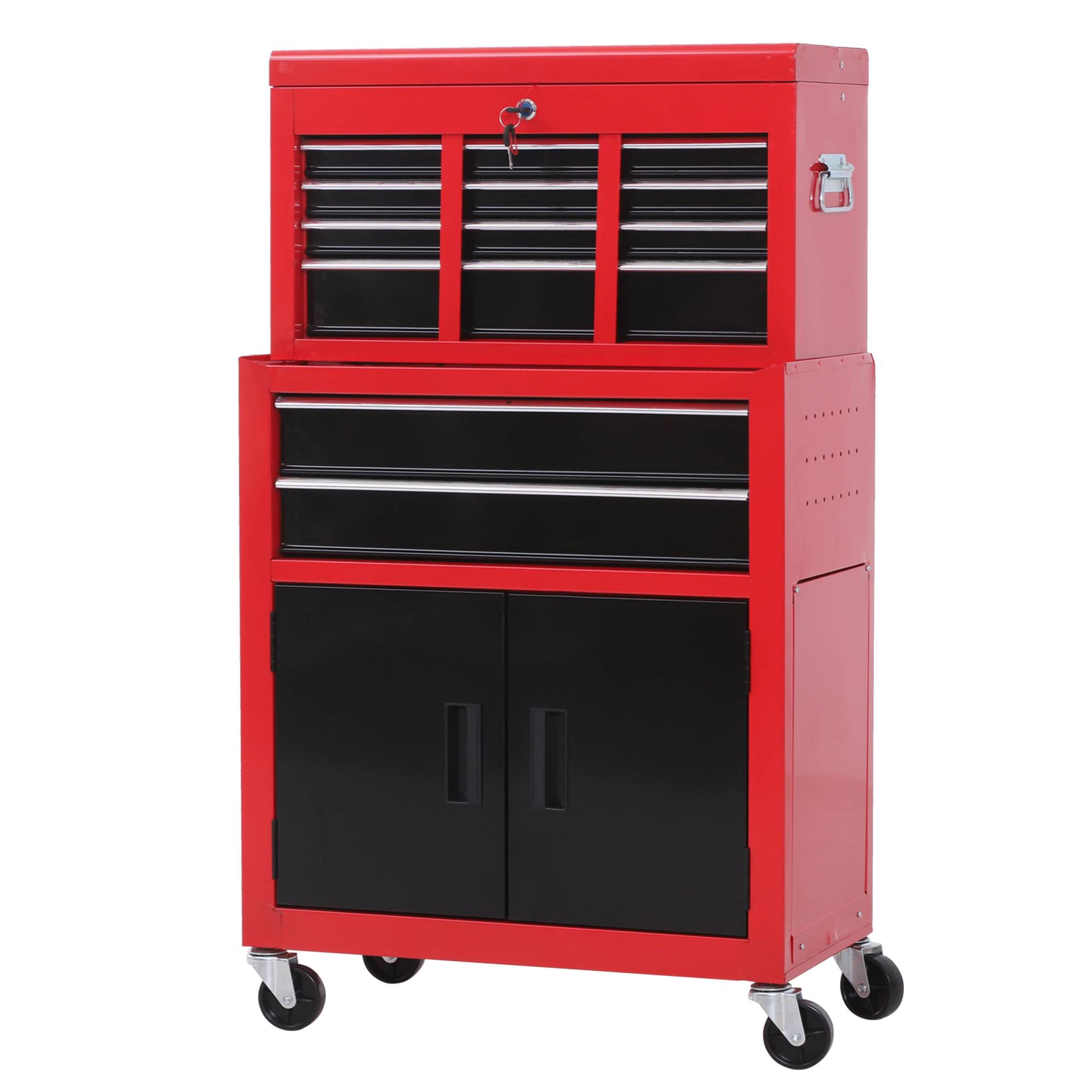Sans Marque - Armoire avec caisse, roulant, 6 tiroirs, métal, rouge - Image 2