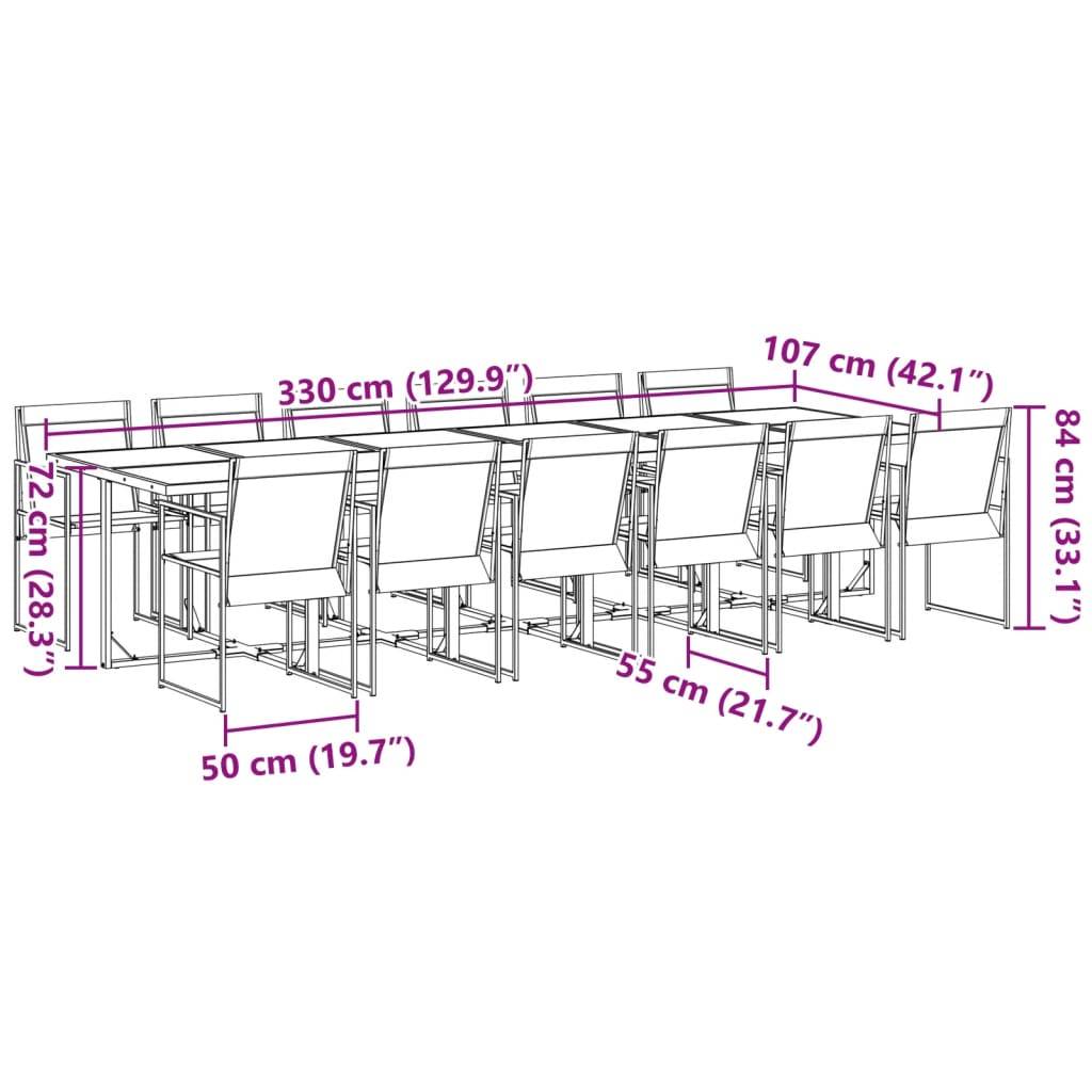 Grande Table de Jardin 330cm et 12 Chaises Textilène, Mobilier d'Extérieur Encastrable pour 12 Personnes Noir – ComfortXL Outdoor Living - Image 8