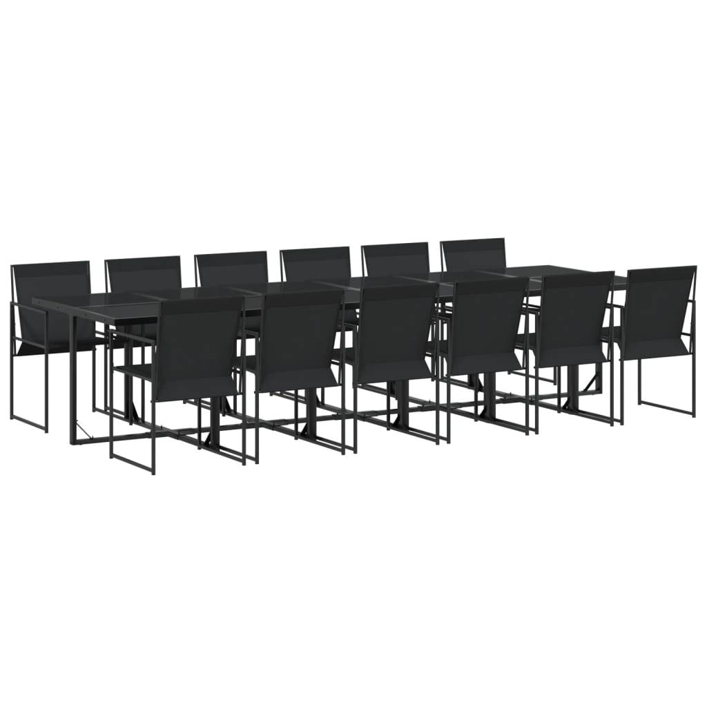 Grande Table de Jardin 330cm et 12 Chaises Textilène, Mobilier d'Extérieur Encastrable pour 12 Personnes Noir – ComfortXL Outdoor Living - Image 2