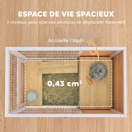 Clapier lapin intérieur clapier pour cochon d'inde en bois avec toit ouvrant et roulettes 90 x 53 x 59 cm jaune et blanc - Image 6