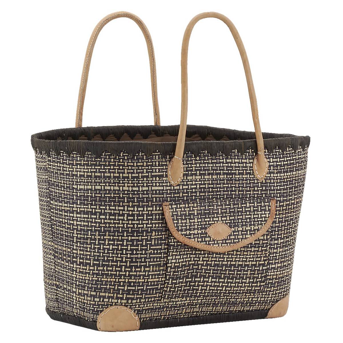 Aubry Gaspard - Sac en jonc teinté et anses en cuir Petit modèle - Imagen 1
