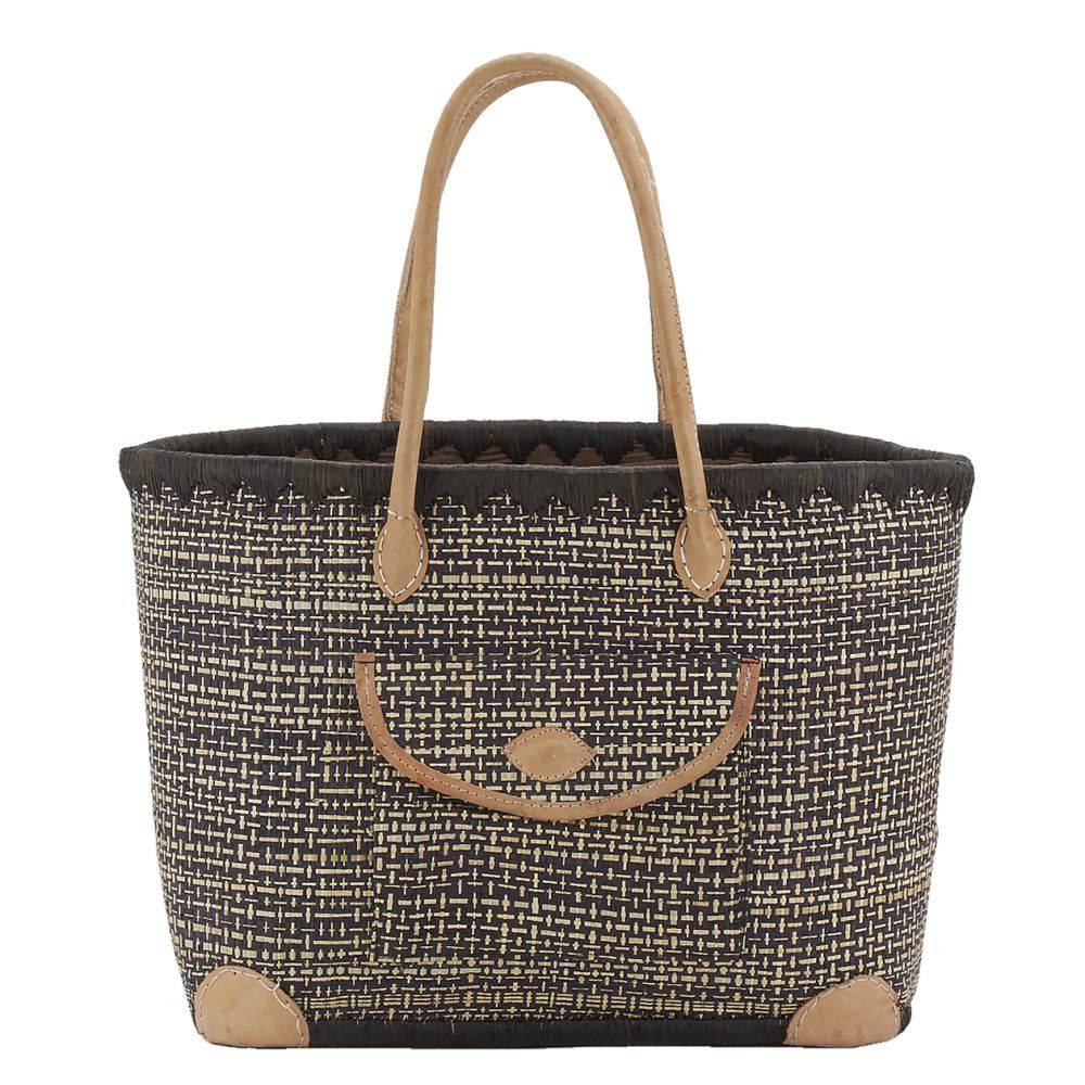 Aubry Gaspard - Sac en jonc teinté et anses en cuir Petit modèle - Imagen 2