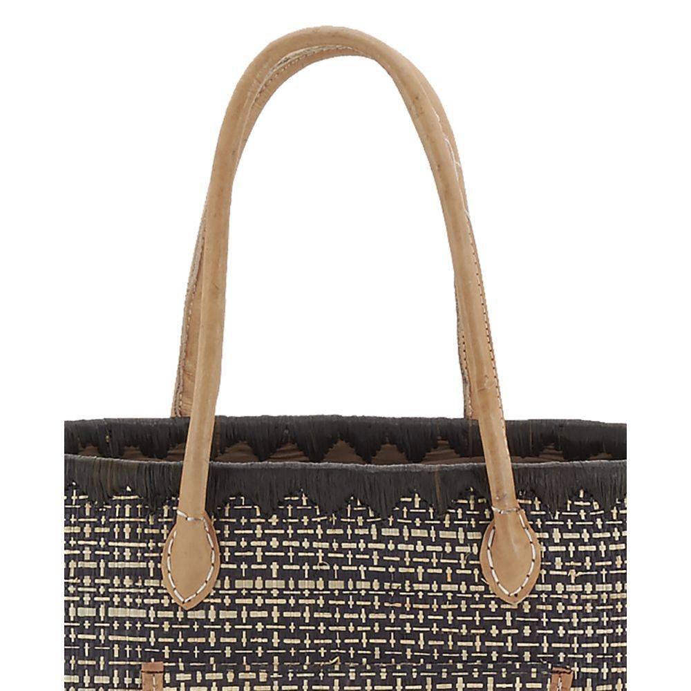 Aubry Gaspard - Sac en jonc teinté et anses en cuir Petit modèle - Imagen 3