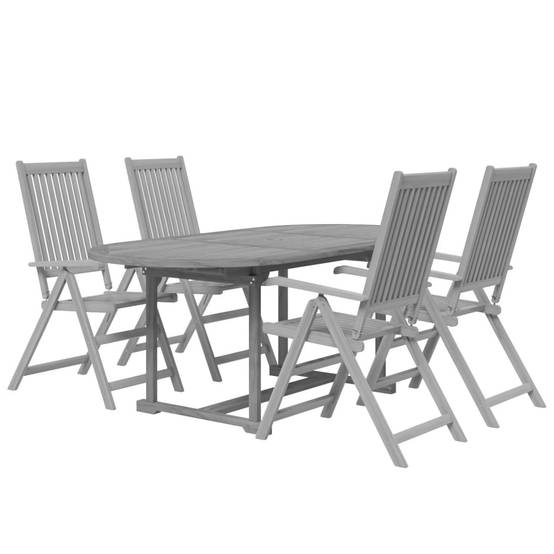 Ensemble de 5 pcs table de jardin avec chaises - mobilier de jardin Bois d'acacia massif-JU2774 - Image 3