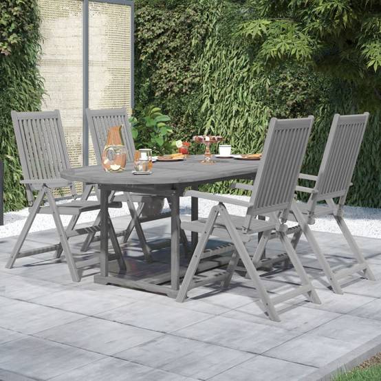 Ensemble de 5 pcs table de jardin avec chaises - mobilier de jardin Bois d'acacia massif-JU2774 - Image 2