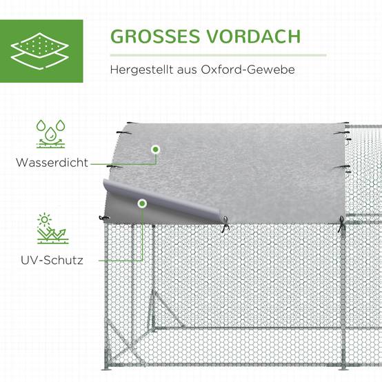 Enclos pour petits animaux, parcours extérieur pour poules, lapins, canards, construction robuste, acier et tissu Oxford - Image 6