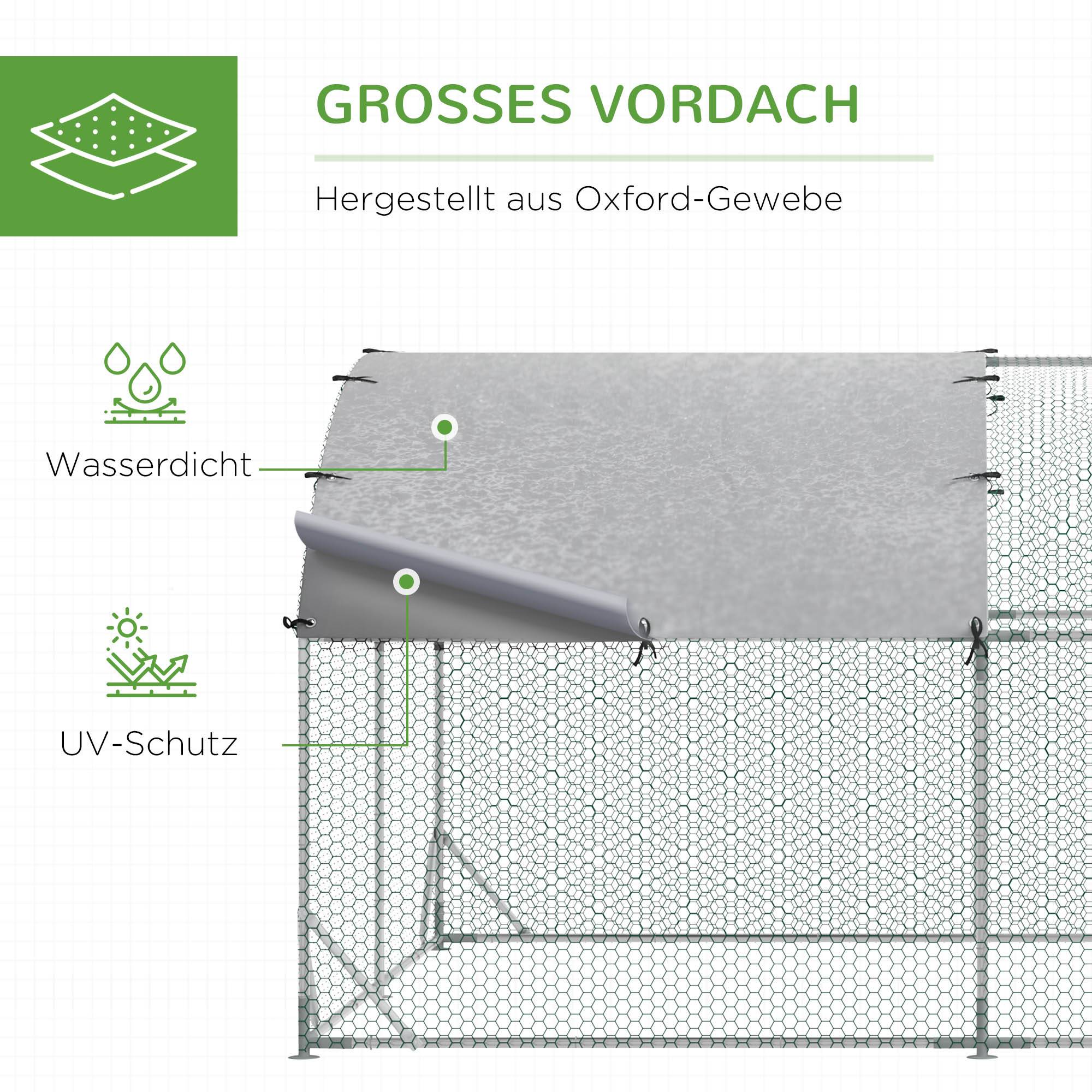 Enclos pour petits animaux, parcours extérieur pour poules, lapins, canards, construction robuste, acier et tissu Oxford - Image 6