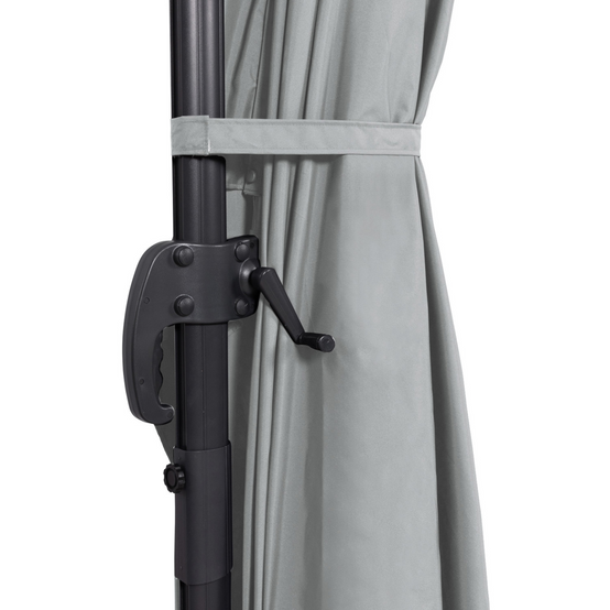 Parasol déporté inclinable rotatif 360 CALVI gris clair 3x4 M avec 4 dalles et housse - Image 6