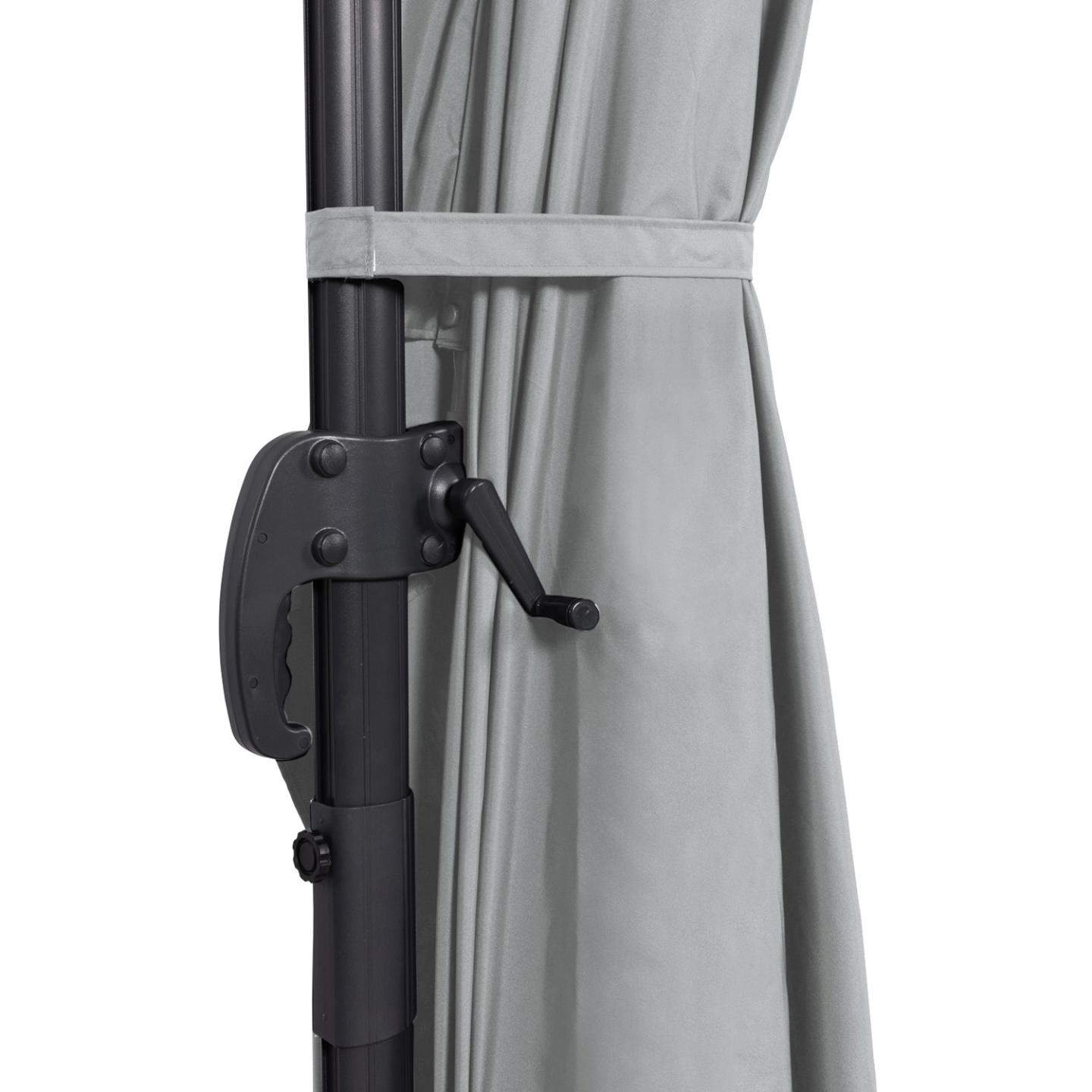 Parasol déporté inclinable rotatif 360 CALVI gris clair 3x4 M avec 4 dalles et housse - Image 6