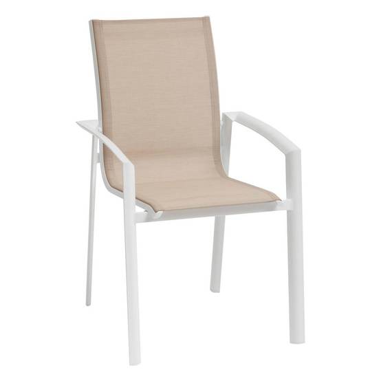 Hesperide - Fauteuil de jardin empilable "Axant" lin & blanc en aluminium traité époxy Hespéride - Image 2