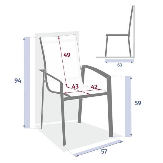 Hesperide - Fauteuil de jardin empilable "Axant" lin & blanc en aluminium traité époxy Hespéride - Image 4