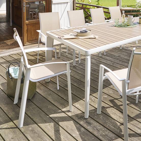 Hesperide - Fauteuil de jardin empilable "Axant" lin & blanc en aluminium traité époxy Hespéride - Image 3