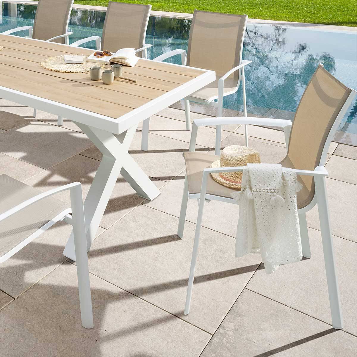 Hesperide - Fauteuil de jardin empilable "Axant" lin & blanc en aluminium traité époxy Hespéride - Image 1