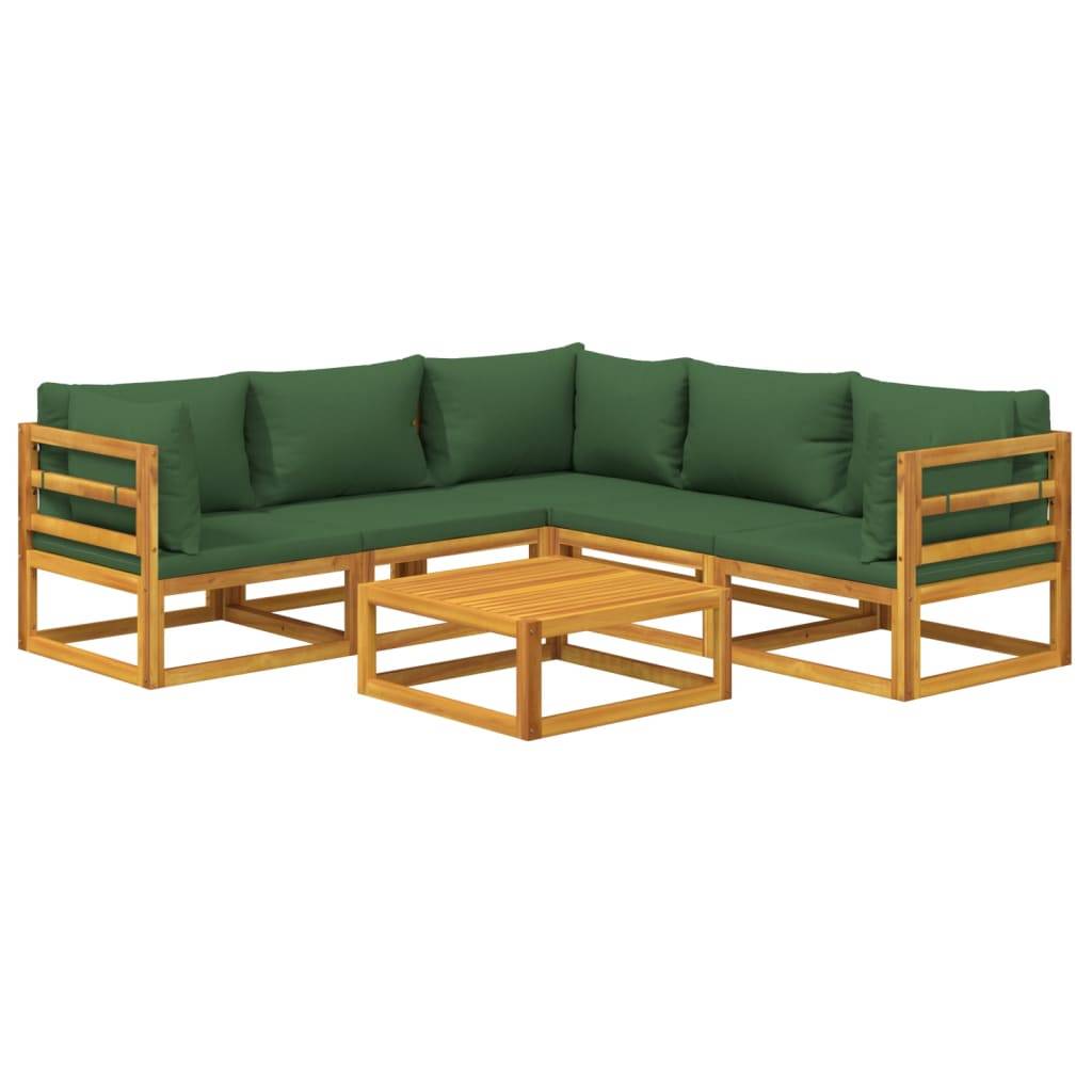 Helloshop26 - Salon de jardin meuble d'extérieur ensemble de mobilier 6 pièces avec coussins vert bois massif - Imagen 1