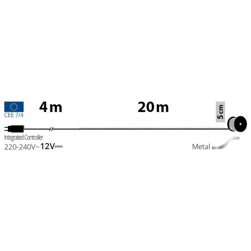 Lotti - Guirlande lumineuse 20M 400 MicroLED blanc chaud 8 modes câble métal argenté 12V Lotti - Imagen 2