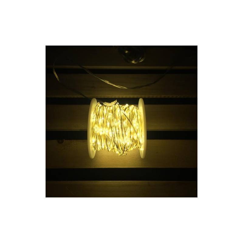 Lotti - Guirlande lumineuse 20M 400 MicroLED blanc chaud 8 modes câble métal argenté 12V Lotti - Imagen 4