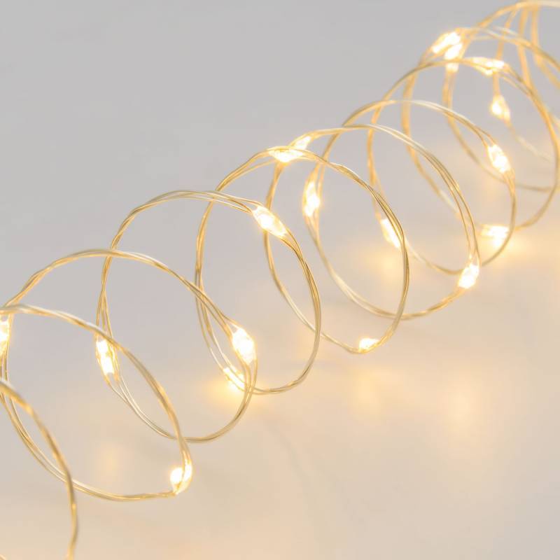 Lotti - Guirlande lumineuse 20M 400 MicroLED blanc chaud 8 modes câble métal argenté 12V Lotti - Imagen 1