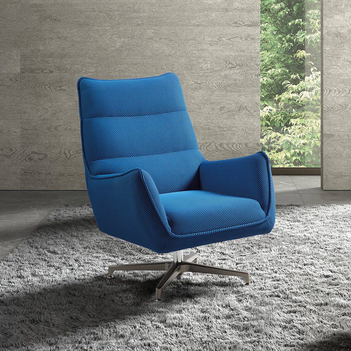 ALTOBUY - Fauteuil pivotant tissu maille mesh 3D bleu pied métal - RIVOLI - Image 2