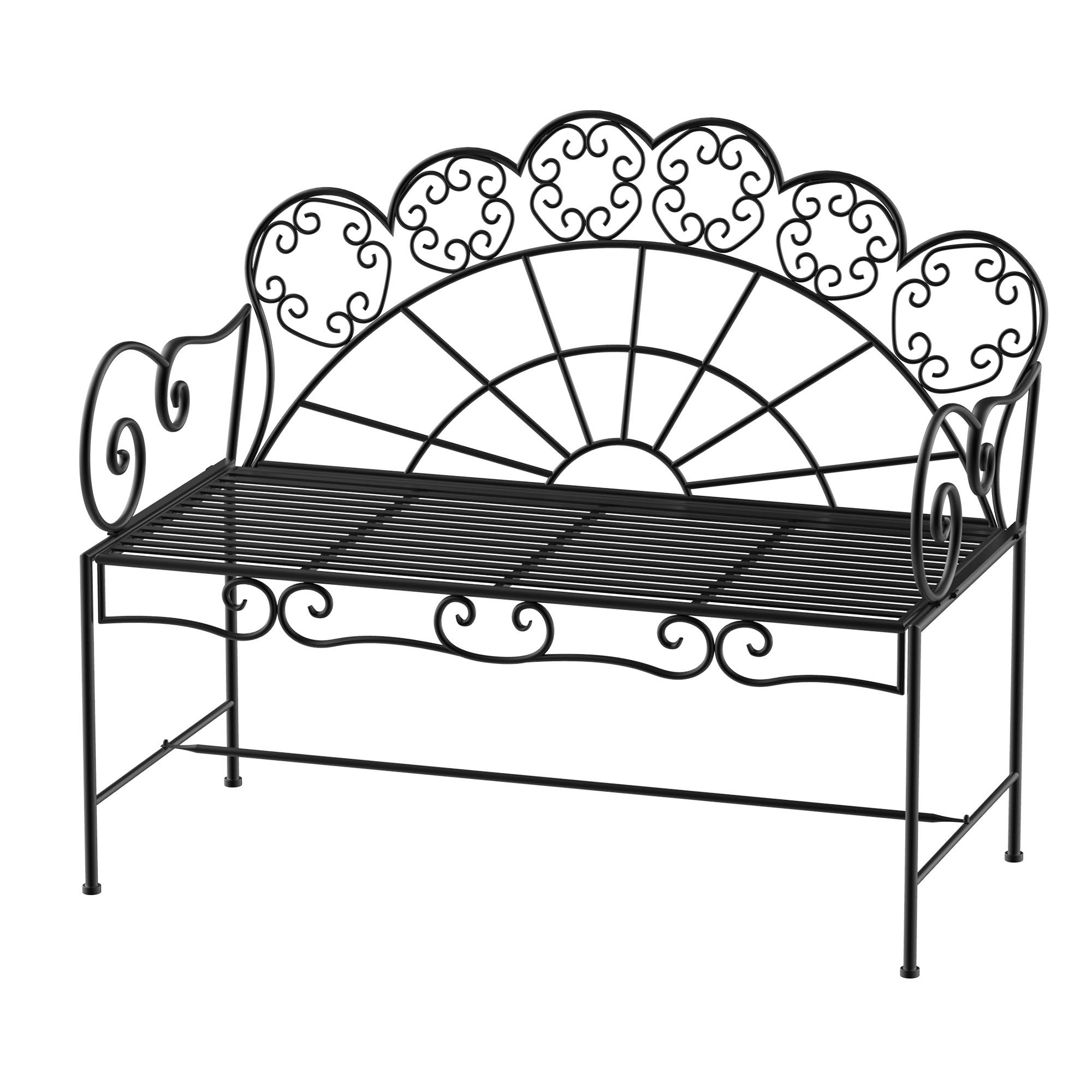 ComfortXL - Banc de jardin 2 places métal extérieur anti-rouille style vintage noir 107cm - ComfortXL Outdoor Living - Image 2