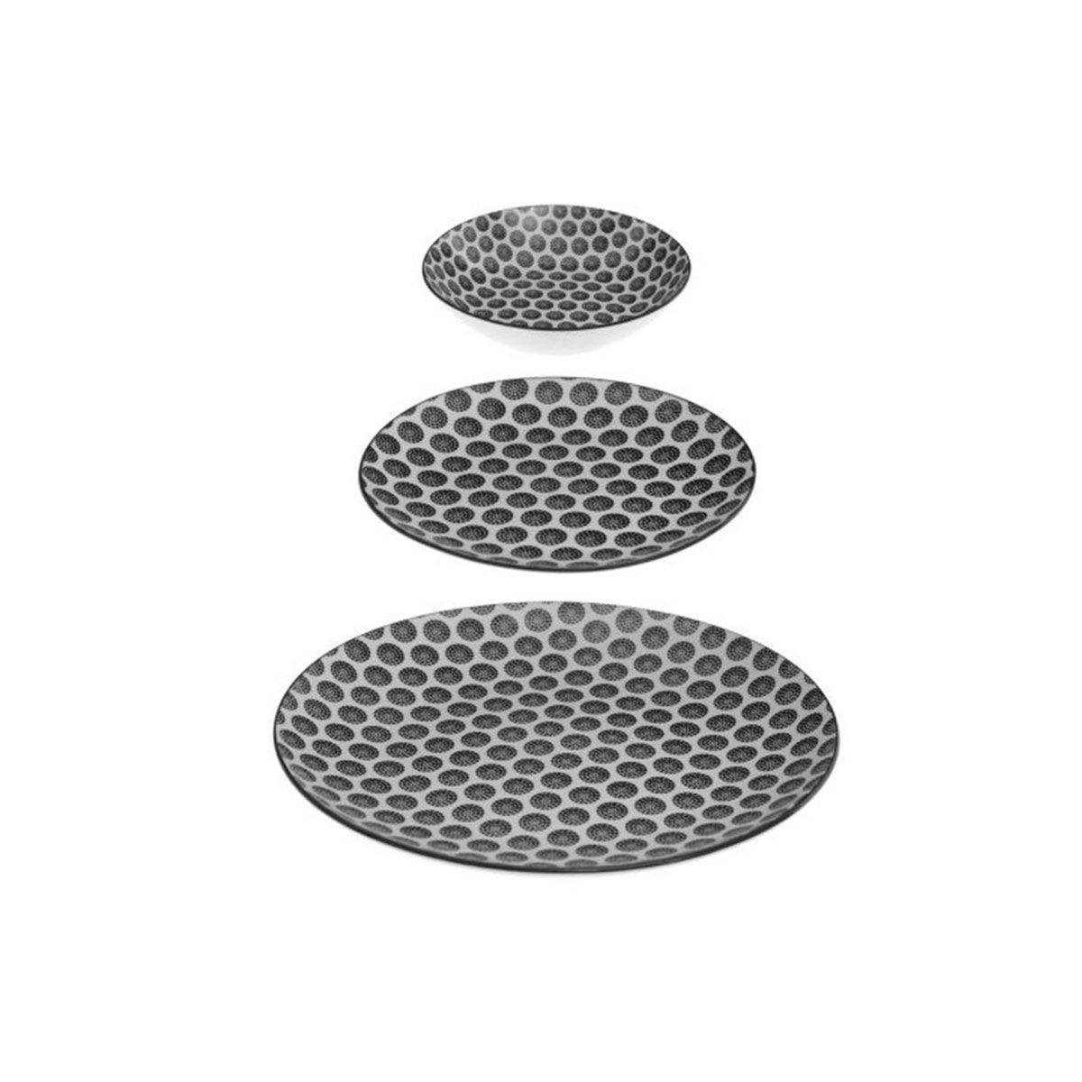 Service de Table 18 Pièces "Bohemia Rond" 27cm Noir - Image 1