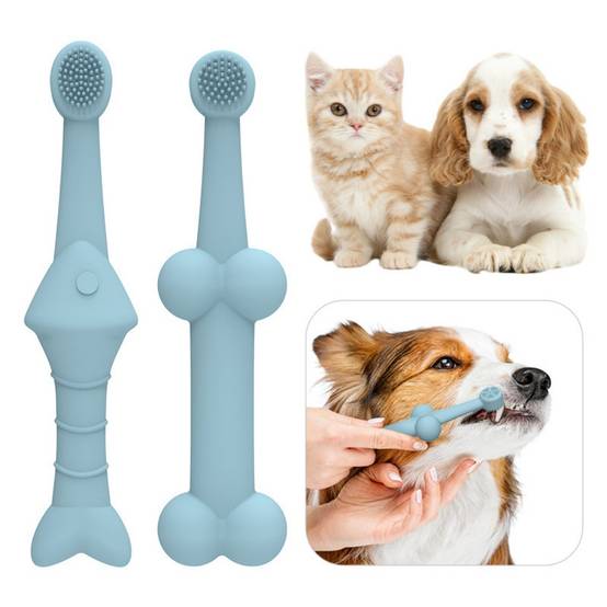 Soin bucco-dentaire-Lot de 2 brosses à dents silicone pour chien/chat - Living123 - Image 1
