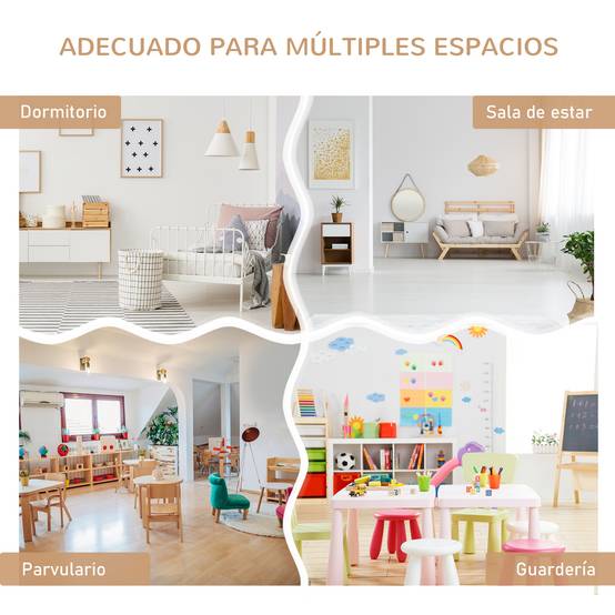 Ensemble 4 pièces table enfant 2 chaises et banc rangement, mobilier activités +3 ans chambre salle de jeu, blanc et naturel - Image 8