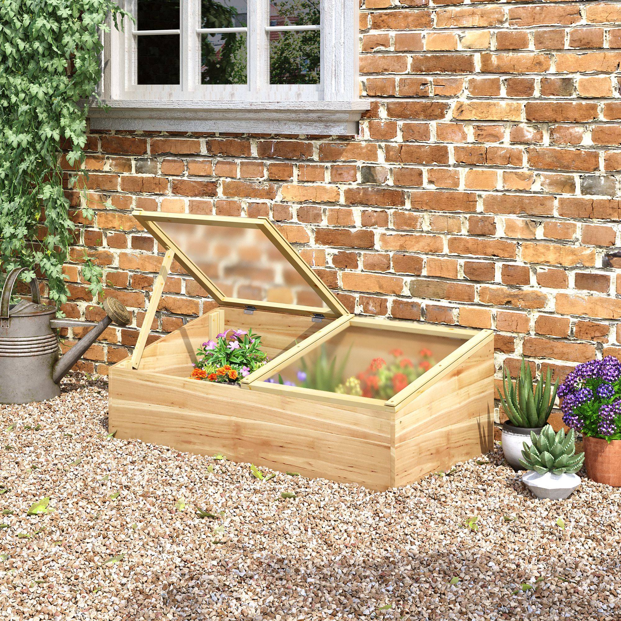ComfortXL - Mini Serre de Forçage Bois Sapin et Polycarbonate pour semis et aromates 100x50x36cm - ComfortXL Outdoor Living - Image 4