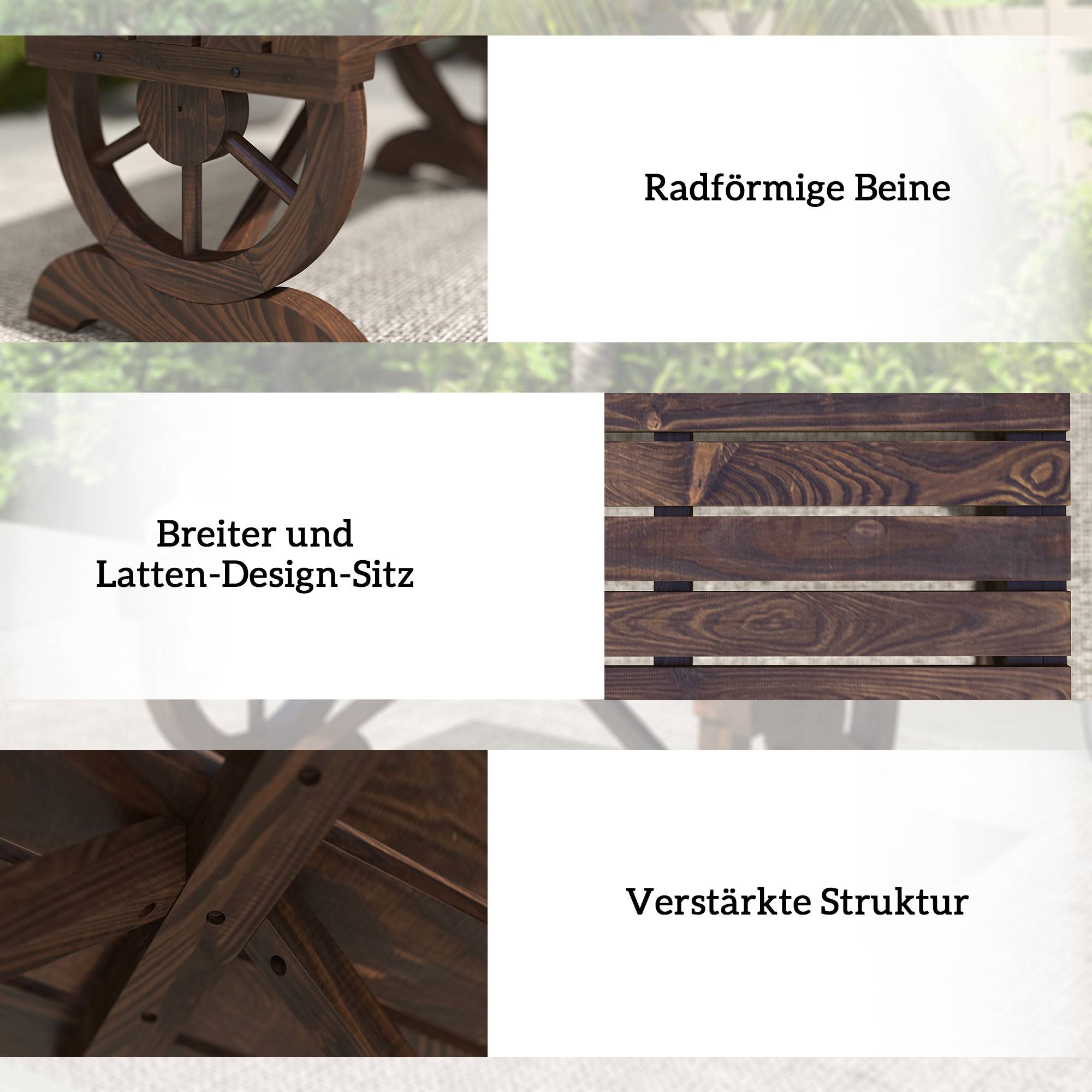 Banc de jardin en bois, résistant aux intempéries, mobilier de jardin, banc rustique, naturel, 98 x 50 x 39,5 cm - Image 6