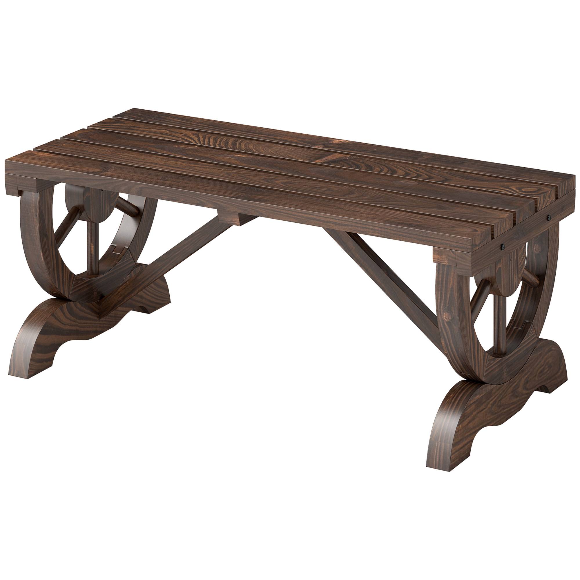 Banc de jardin en bois, résistant aux intempéries, mobilier de jardin, banc rustique, naturel, 98 x 50 x 39,5 cm - Image 2