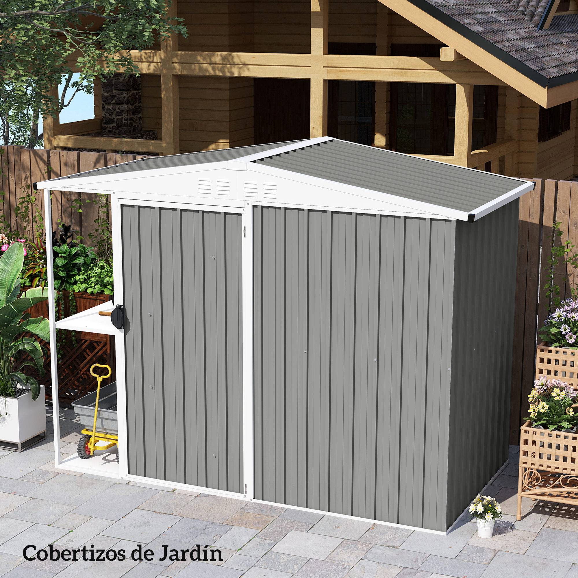 Ensemble de 12 panneaux de toiture en acier galvanisé, 7 m², pour abri de jardin, 129 x 45 cm, gris clair - Image 8