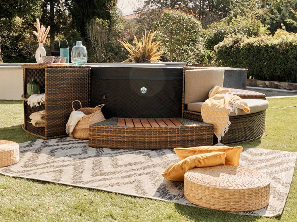 Netspa - Spa portable semi-rigide Vita rond Bulles 4 places avec mobilier - Netspa - Imagen 4