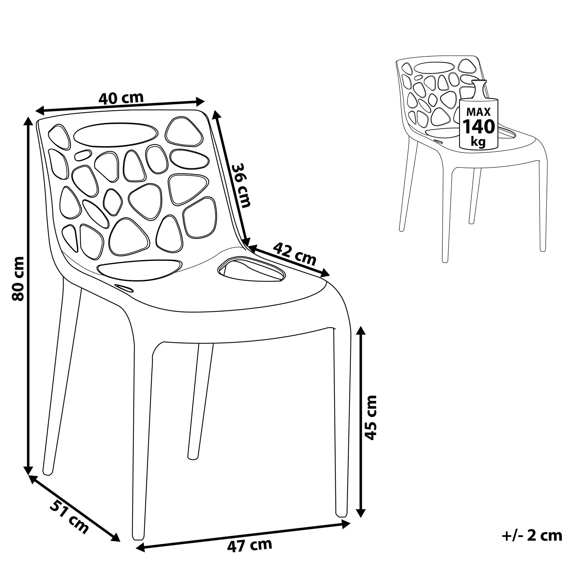 Beliani - Chaise d'Intérieur et d'Extérieur en Plastique Gris Clair Empilable et Résistante pour Salon Salle à Manger ou Jardin au Style Moderne Beliani - Imagen 3