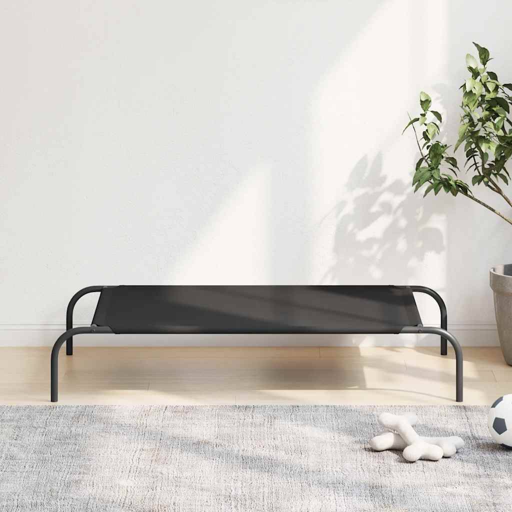 Couchage surélevé pour chien en tissu oxford résistant pour maison jardin Noir 110x65cm – ComfortXL Pet Living - Image 1