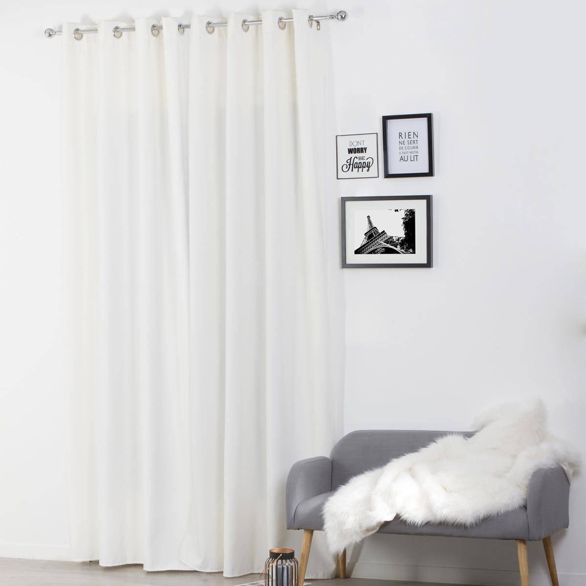 Atmosphera - Lot de 2 Rideaux à  œillets isolant Ivoire 140 x 260 cm - Imagen 3