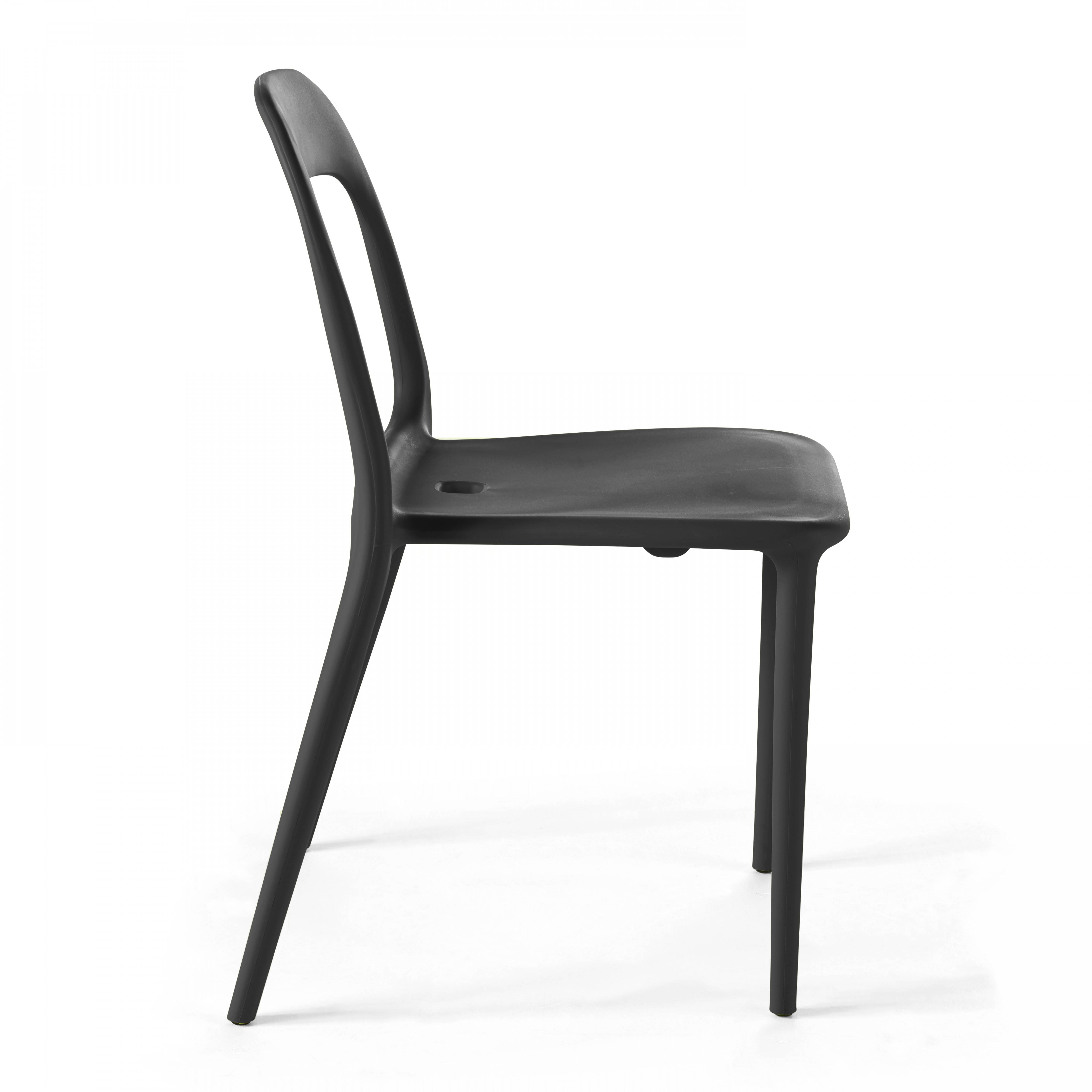 Oviala - Chaise en plastique de jardin noir Milan - Oviala - Imagen 3