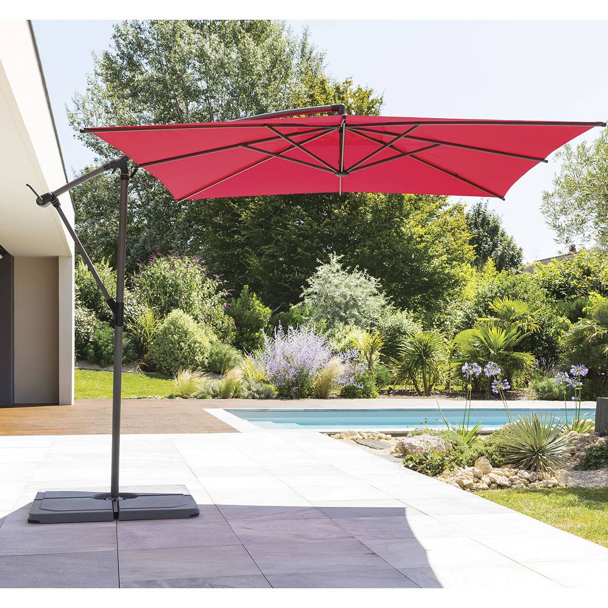 Hesperide - Parasol déporté carré "Manoa" grenade D2,5x2,5m en acier Hespéride - Image 1