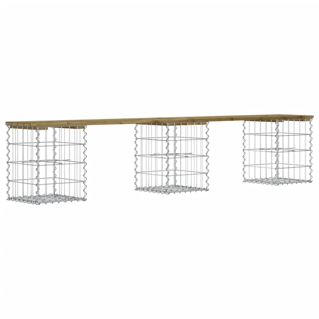 Maison Chic - Banc de jardin - Banc d'extérieur - Banquette design gabion 203x31x42 cm bois de pin imprégné - Imagen 5