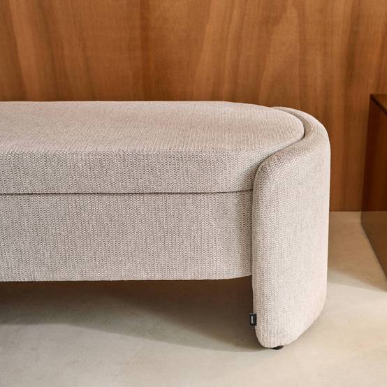sweeek - Banc coffre. bout de lit contemporain tissu gris clair. L 110 x P 42 x H 45cm - Kalo | sweeek - Image 6
