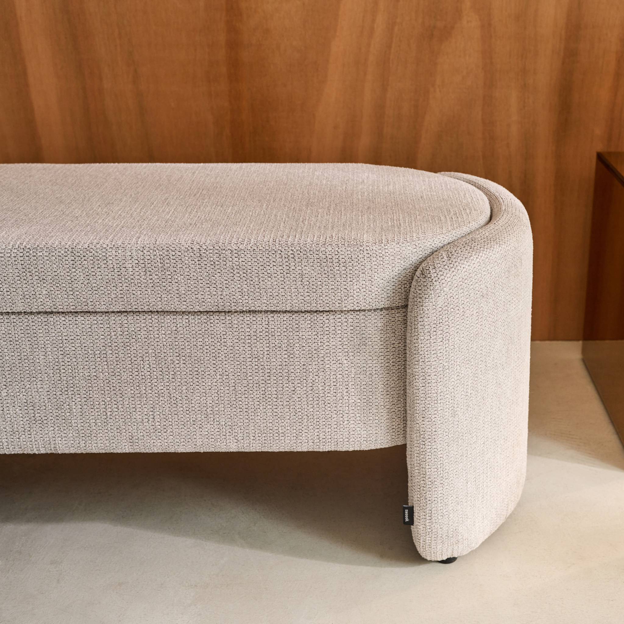 sweeek - Banc coffre. bout de lit contemporain tissu gris clair. L 110 x P 42 x H 45cm - Kalo | sweeek - Image 6