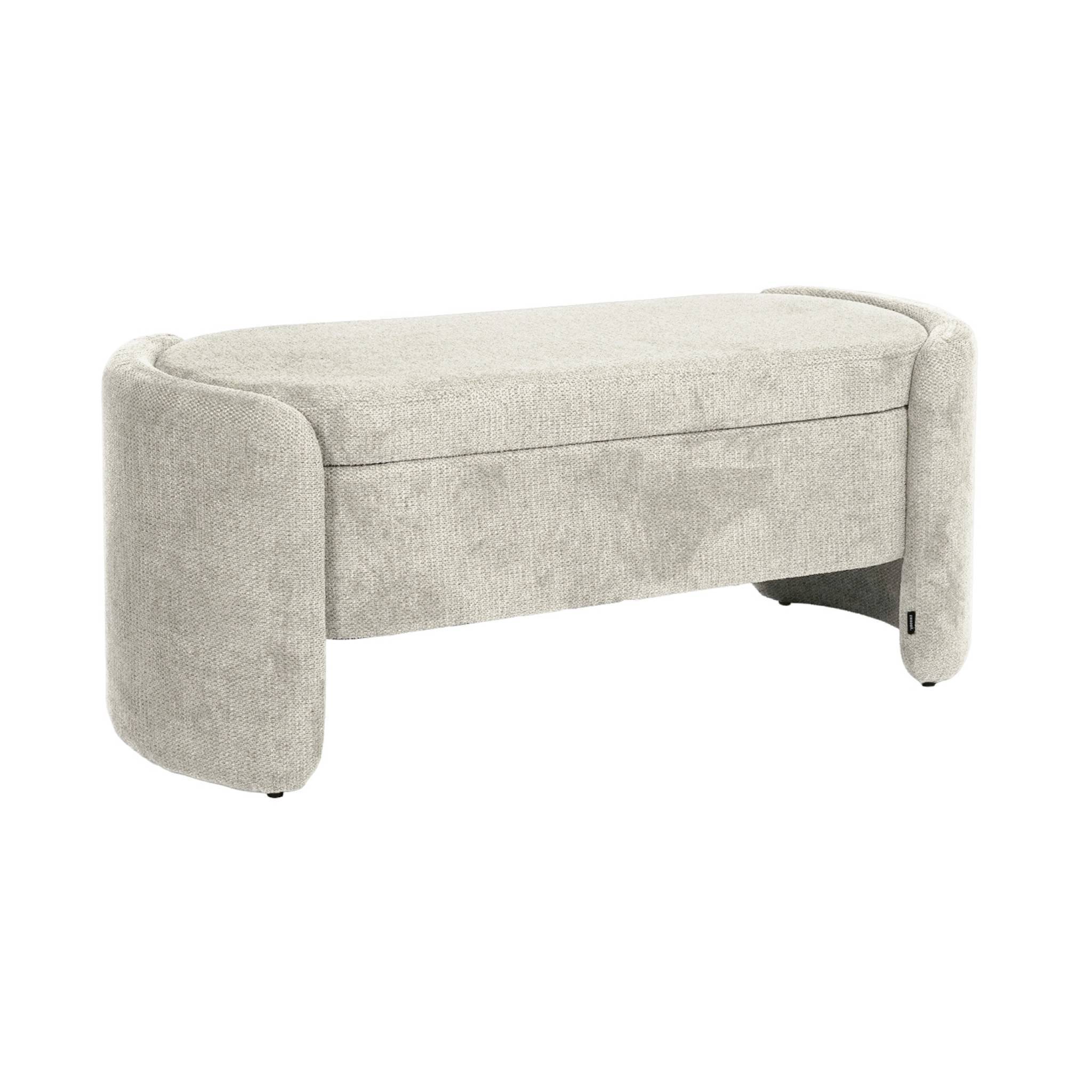 sweeek - Banc coffre. bout de lit contemporain tissu gris clair. L 110 x P 42 x H 45cm - Kalo | sweeek - Image 2