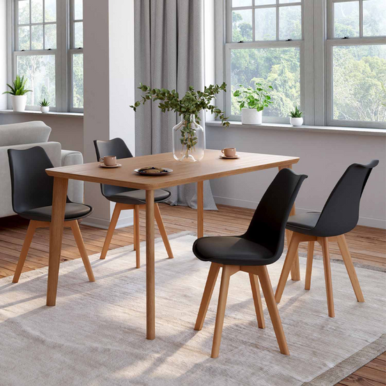 Lot de 4 chaises scandinaves SARA noires pour salle à manger - Image 1