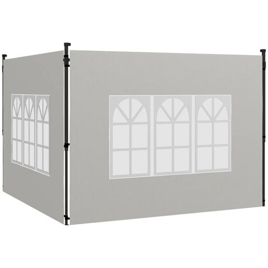 Parois latérales tonnelle PE extérieur protection pluie avec fenêtres 293x193cm blanc - ComfortXL Outdoor Living - Image 2