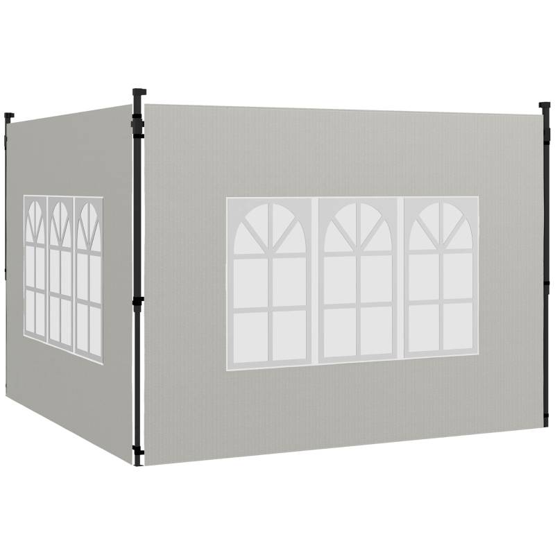 Parois latérales tonnelle PE extérieur protection pluie avec fenêtres 293x193cm blanc - ComfortXL Outdoor Living - Image 2