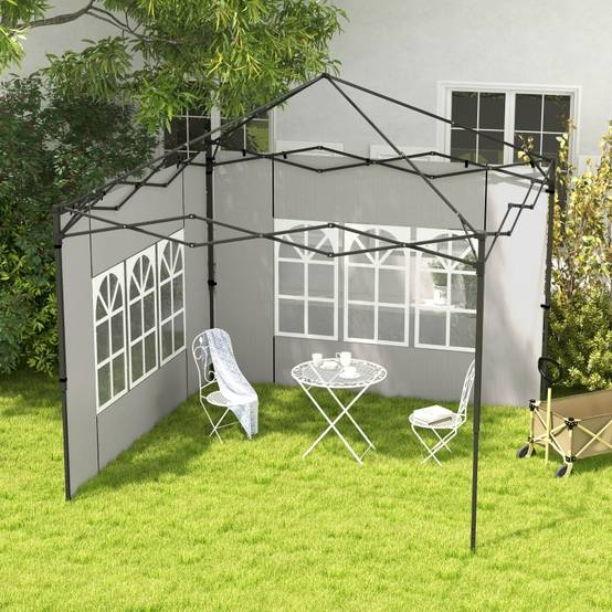 Parois latérales tonnelle PE extérieur protection pluie avec fenêtres 293x193cm blanc - ComfortXL Outdoor Living - Image 1