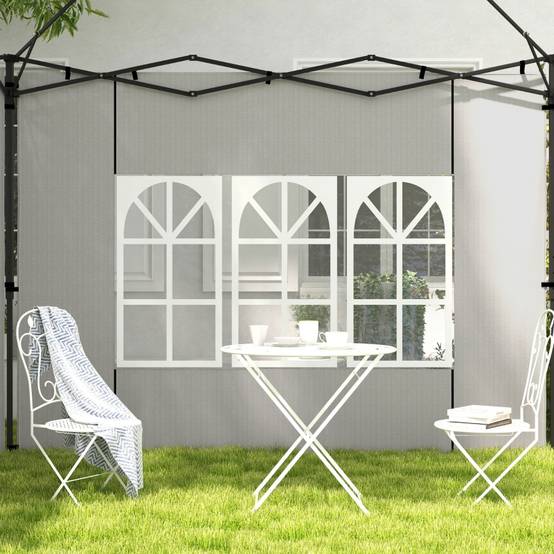 Parois latérales tonnelle PE extérieur protection pluie avec fenêtres 293x193cm blanc - ComfortXL Outdoor Living - Image 7