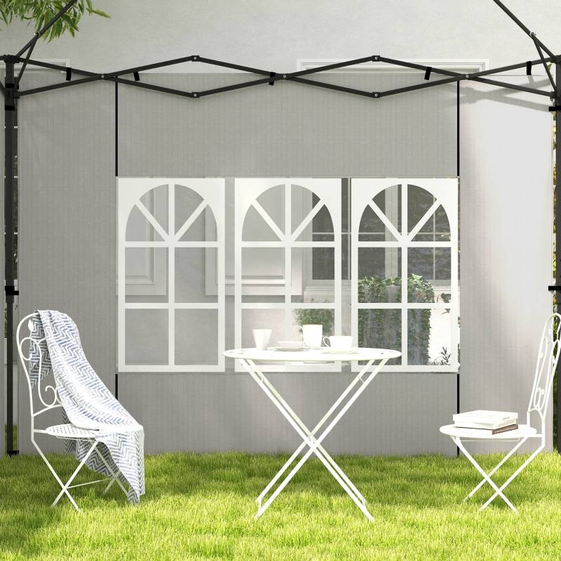 Parois latérales tonnelle PE extérieur protection pluie avec fenêtres 293x193cm blanc - ComfortXL Outdoor Living - Image 7