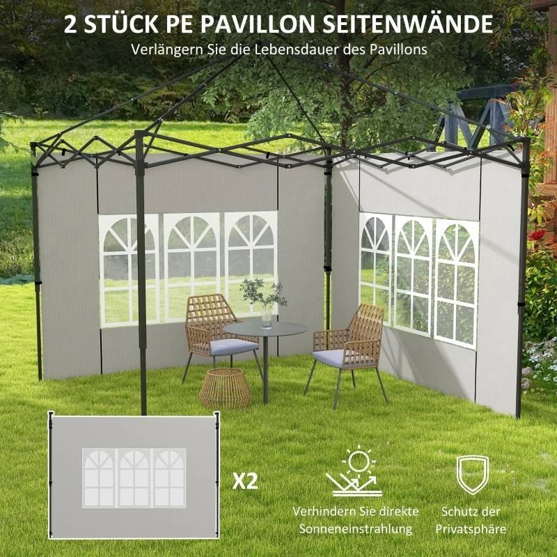 Parois latérales tonnelle PE extérieur protection pluie avec fenêtres 293x193cm blanc - ComfortXL Outdoor Living - Image 4