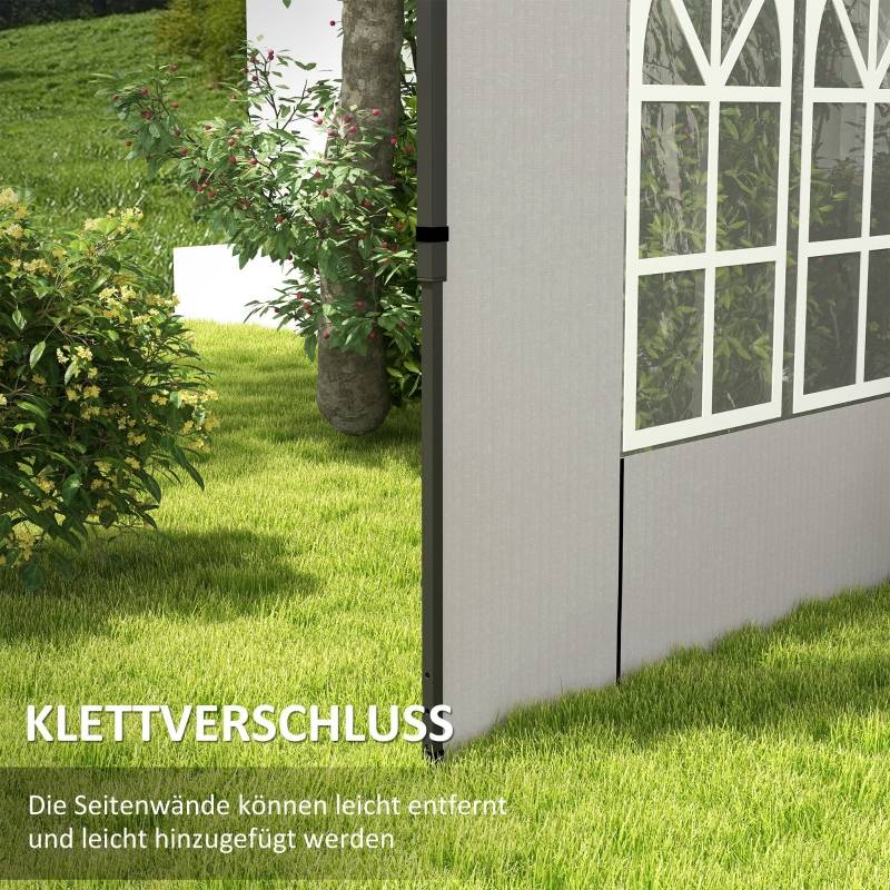 Parois latérales tonnelle PE extérieur protection pluie avec fenêtres 293x193cm blanc - ComfortXL Outdoor Living - Image 5