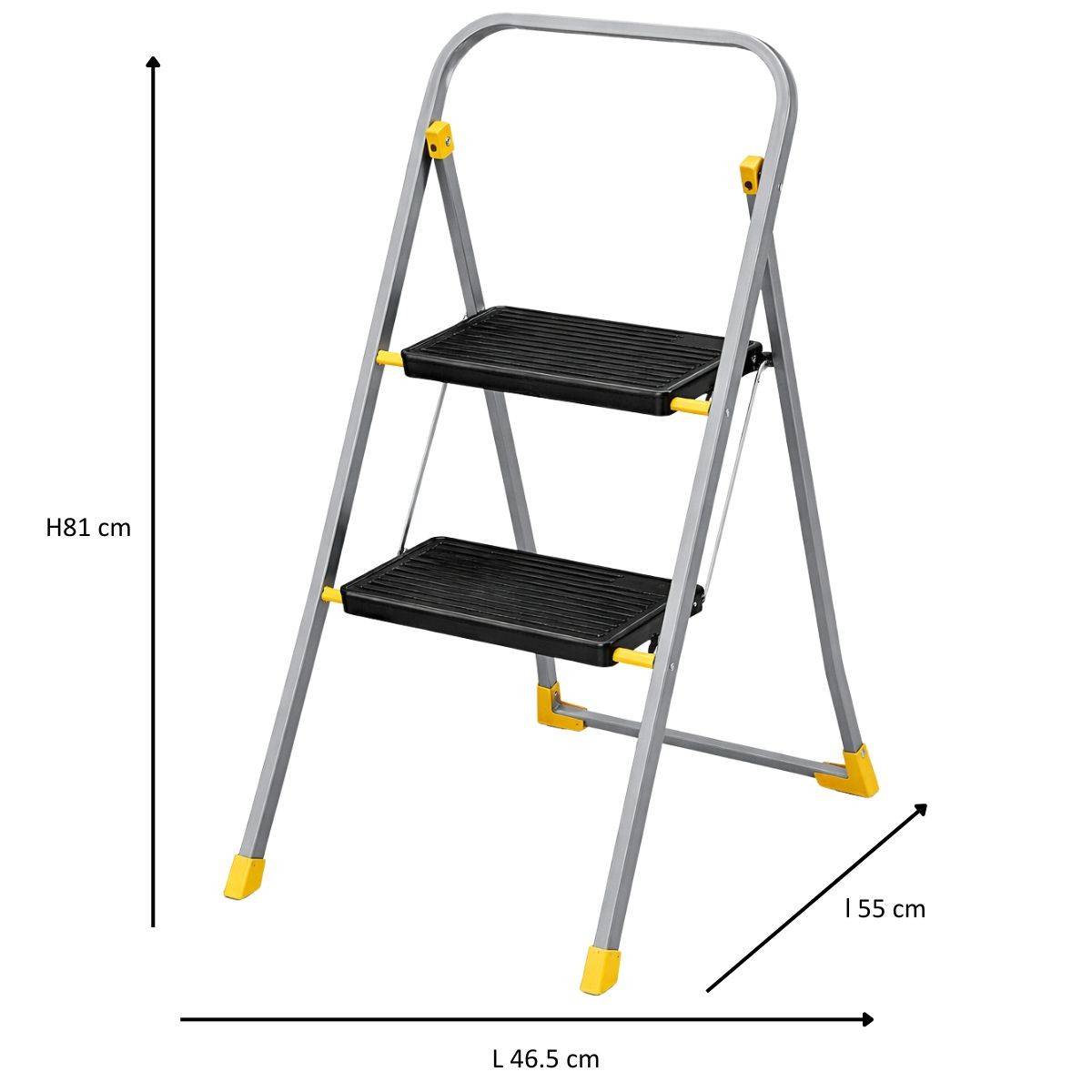 Escabeau 2 marches pliable Charge 150kg Marche-pied Pliable Pieds anti-dérapants Bricolage Maison Chantier INTEC - Image 2
